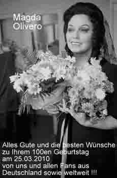 Magda Olivero feiert 2011 ihren 100 Geburtstag